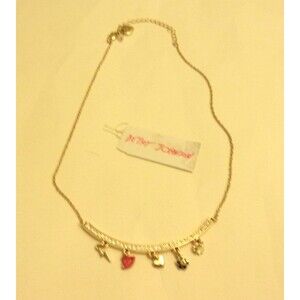 Betsey Johnson Shaky Charm Necklace - Lips Heart Sun Lightning Bolt  Flower New